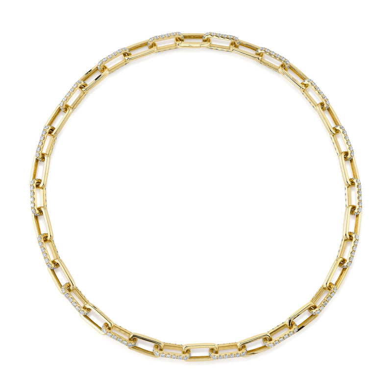13.01CT DIAMOND PAVE PAPER CLIP LINK NECKLACE