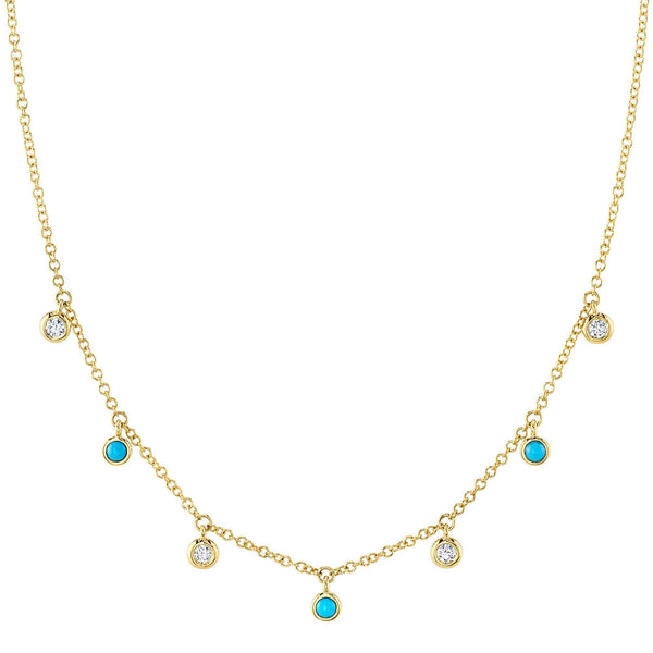0.11CT DIAMOND & 0.11CT COMPOSITE TURQUOISE NECKLACE