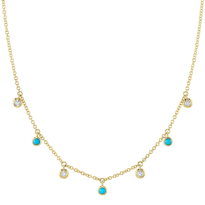 0.11CT DIAMOND & 0.11CT COMPOSITE TURQUOISE NECKLACE