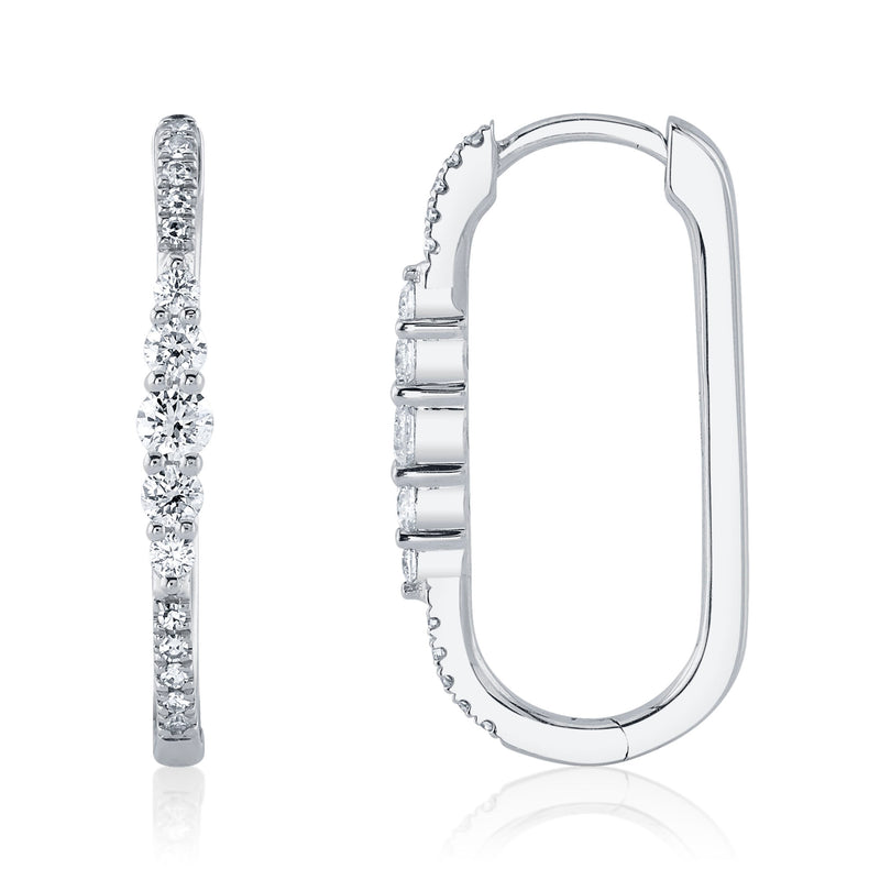 0.29CT DIAMOND OVAL HOOP EARRING