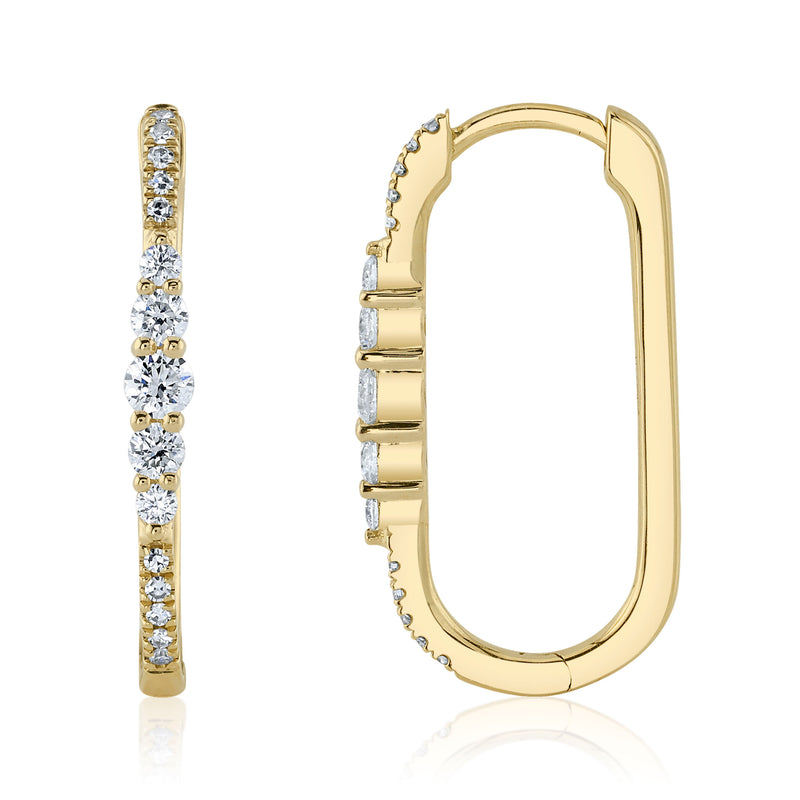 0.29CT DIAMOND OVAL HOOP EARRING
