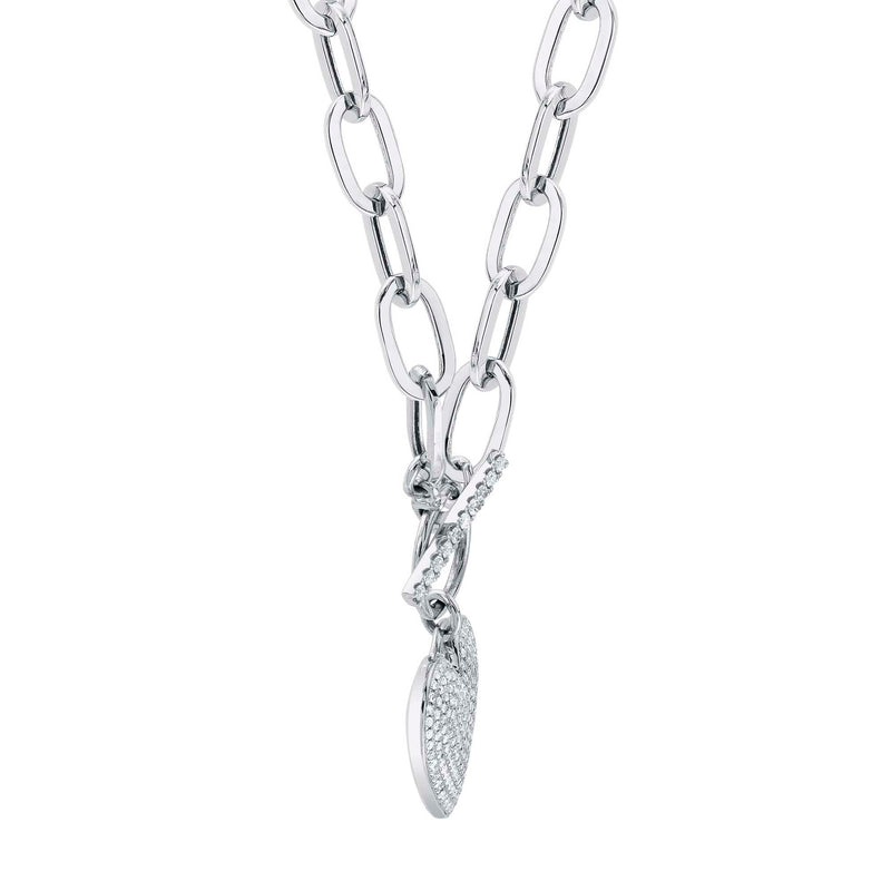 0.50CT DIAMOND PAVE HEART PAPER CLIP LINK NECKLACE