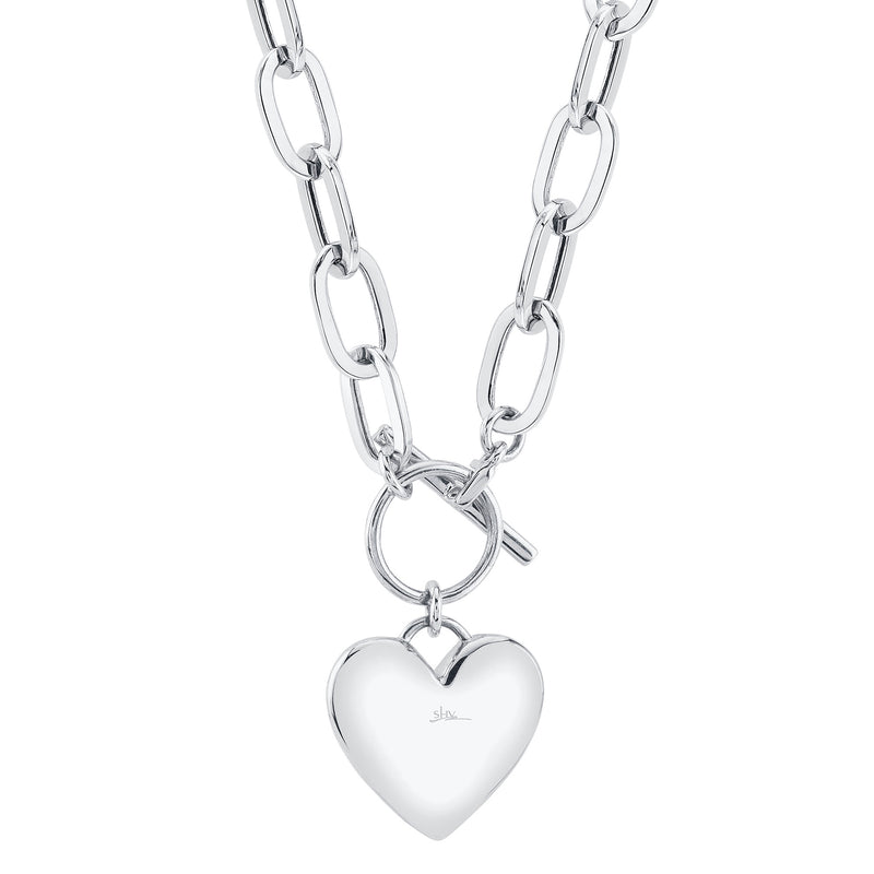 0.50CT DIAMOND PAVE HEART PAPER CLIP LINK NECKLACE