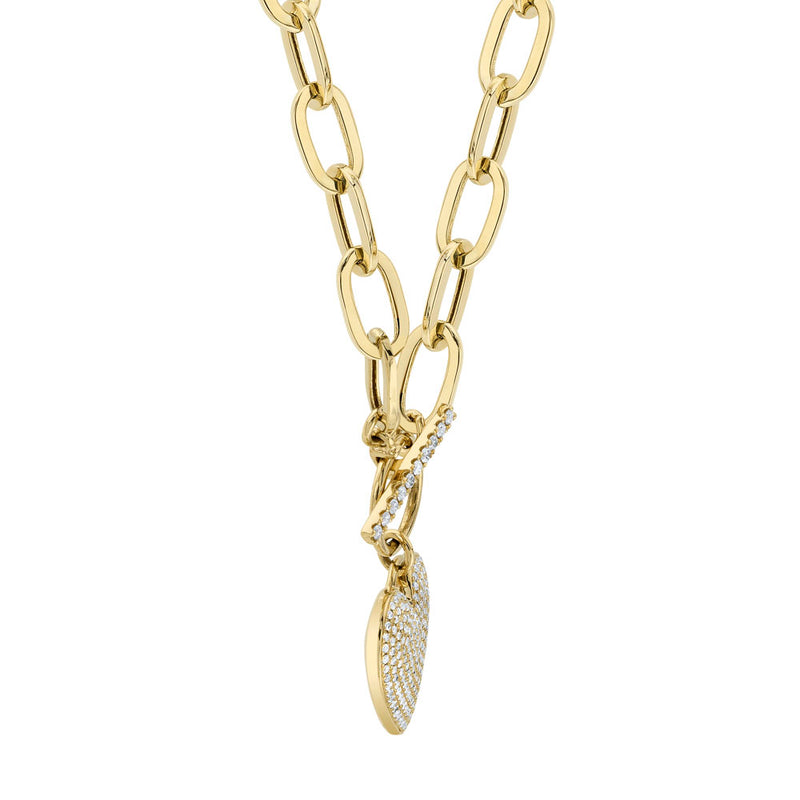 0.50CT DIAMOND PAVE HEART PAPER CLIP LINK NECKLACE