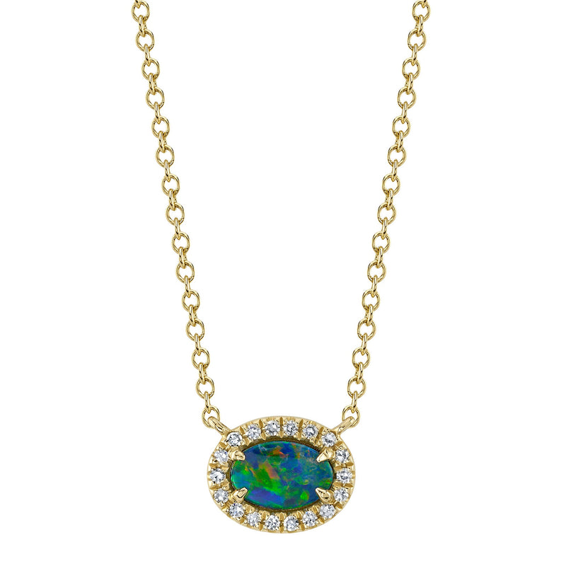 0.05CT DIAMOND & 0.33CT OPAL NECKLACE