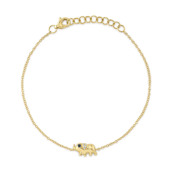 0.02CT BLACK & WHITE DIAMOND ELEPHANT BRACELET