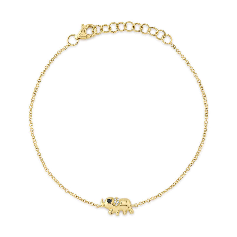 0.02CT BLACK & WHITE DIAMOND ELEPHANT BRACELET