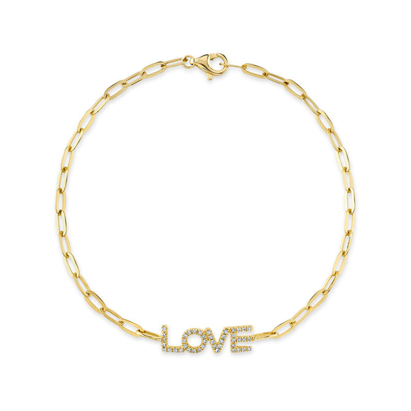0.12CT DIAMOND "LOVE" PAPER CLIP LINK BRACELET