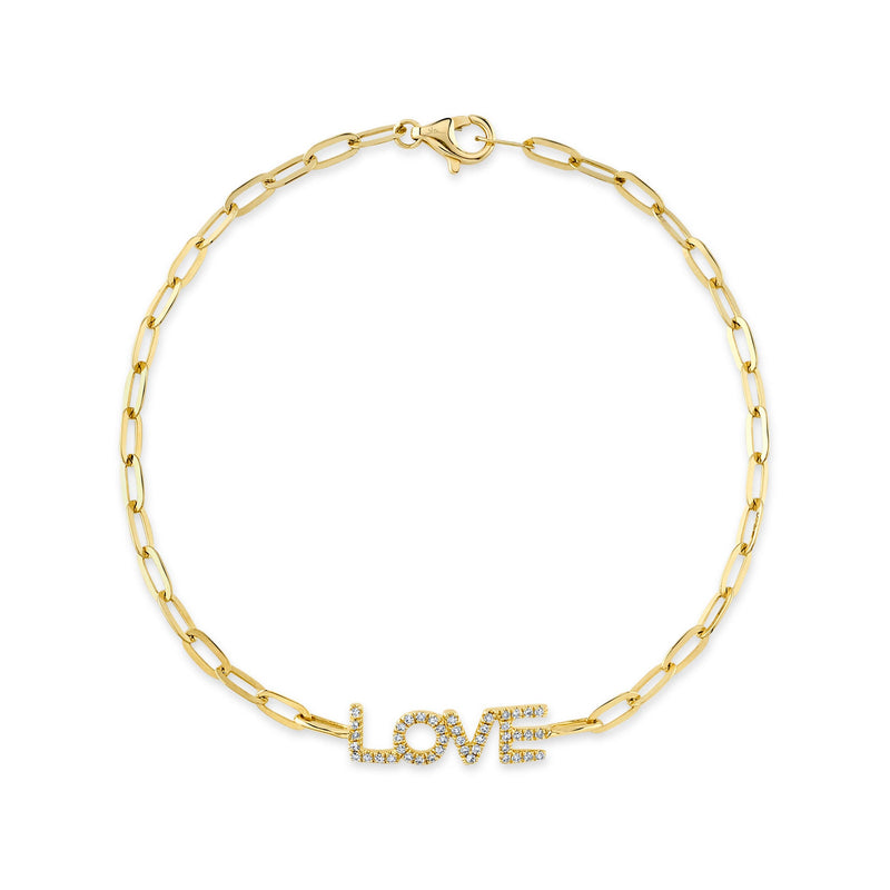0.12CT DIAMOND "LOVE" PAPER CLIP LINK BRACELET