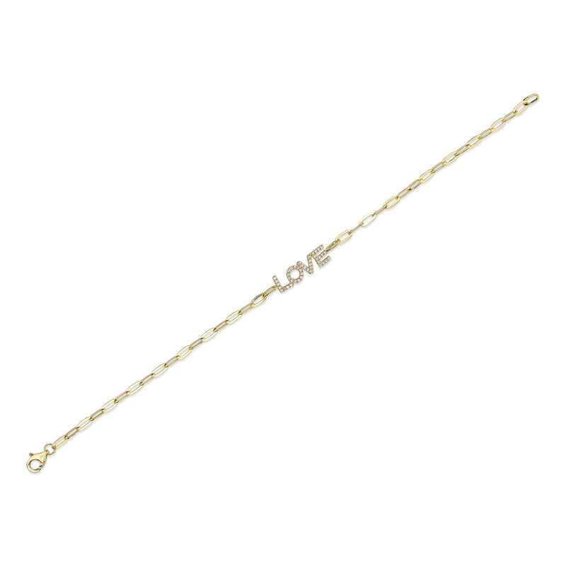 0.12CT DIAMOND "LOVE" PAPER CLIP LINK BRACELET