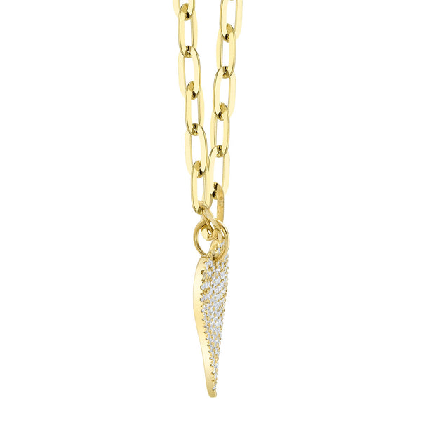 0.21CT DIAMOND PAVE HEART PAPER CLIP LINK NECKLACE