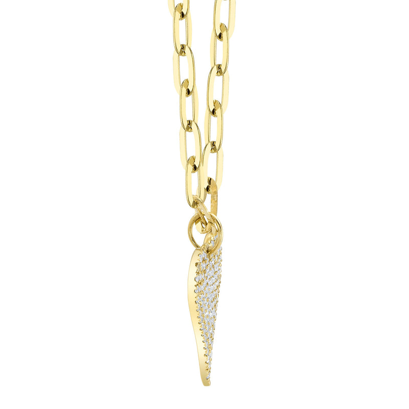 0.21CT DIAMOND PAVE HEART PAPER CLIP LINK NECKLACE