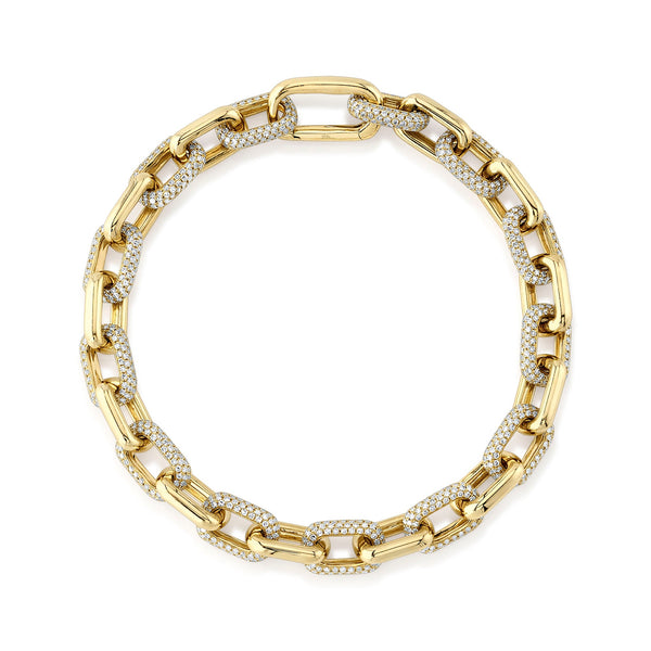 3.67CT DIAMOND PAVE PAPER CLIP LINK BRACELET