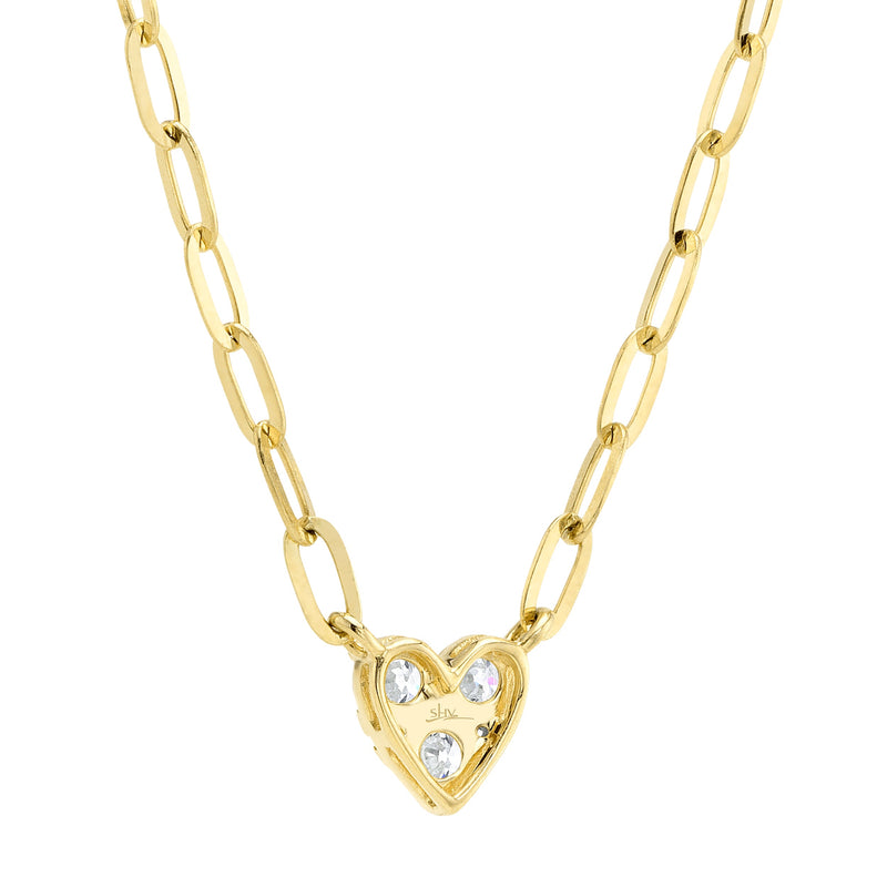 0.41CT DIAMOND HEART PAPER CLIP LINK NECKLACE