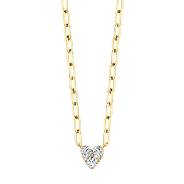0.41CT DIAMOND HEART PAPER CLIP LINK NECKLACE