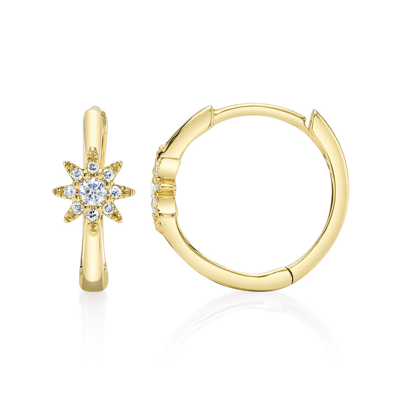 0.10CT DIAMOND STARBURST HUGGIE EARRING