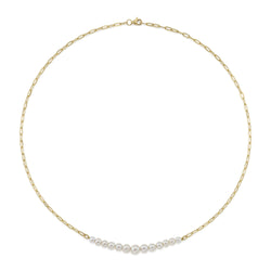CULTURED PEARL PAPER CLIP LINK NECKLACE