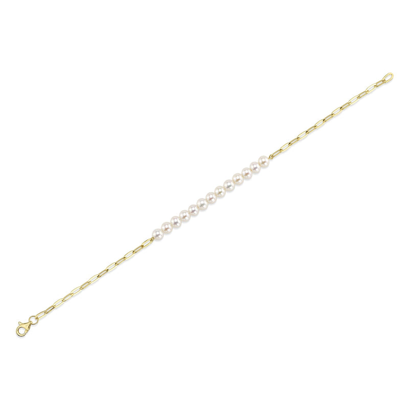 CULTURED PEARL PAPER CLIP LINK BRACELET