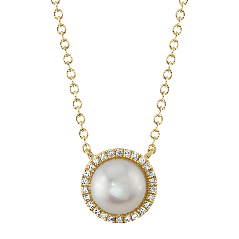 0.08CT DIAMOND & CULTURED PEARL NECKLACE