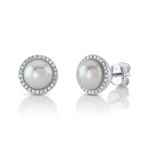 0.16CT DIAMOND & CULTURED PEARL STUD EARRING
