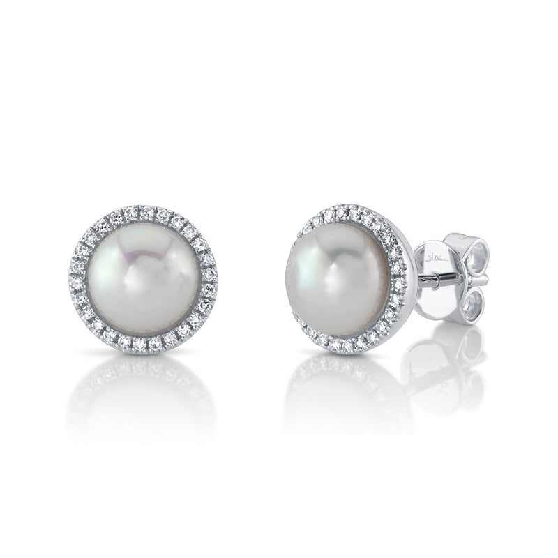 0.16CT DIAMOND & CULTURED PEARL STUD EARRING