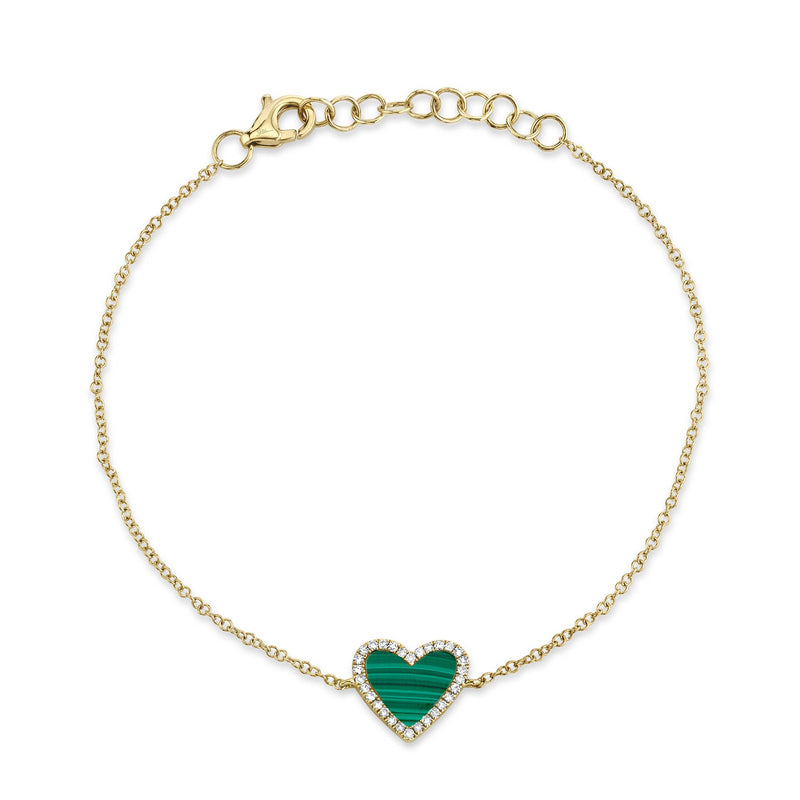 0.09CT DIAMOND & 0.81CT MALACHITE HEART BRACELET