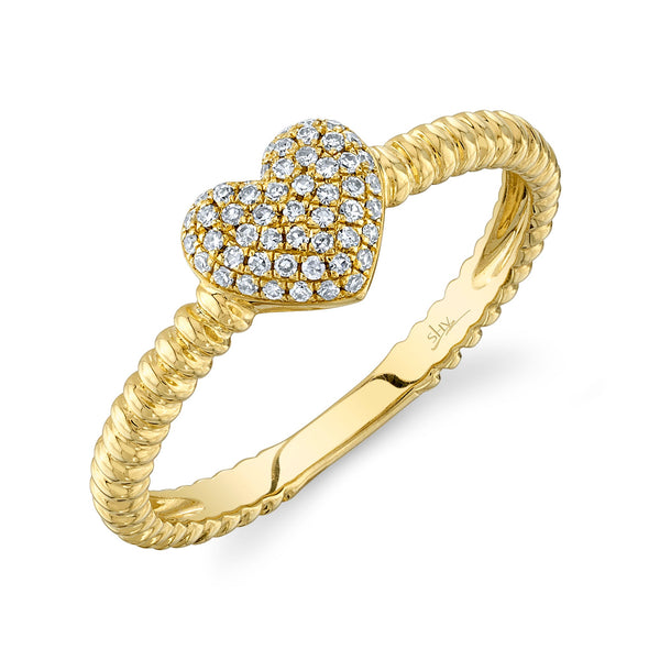 0.12CT DIAMOND PAVE RIBBED HEART RING