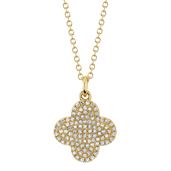 0.23CT DIAMOND PAVE CLOVER NECKLACE