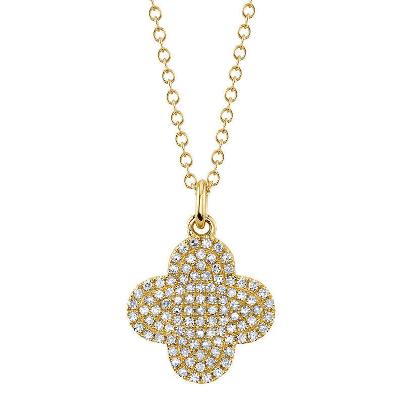 0.23CT DIAMOND PAVE CLOVER NECKLACE
