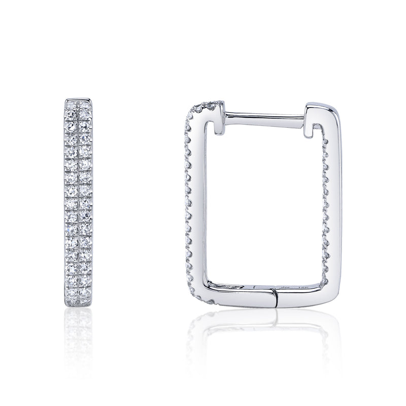 0.27CT DIAMOND RECTANGLE HOOP EARRING