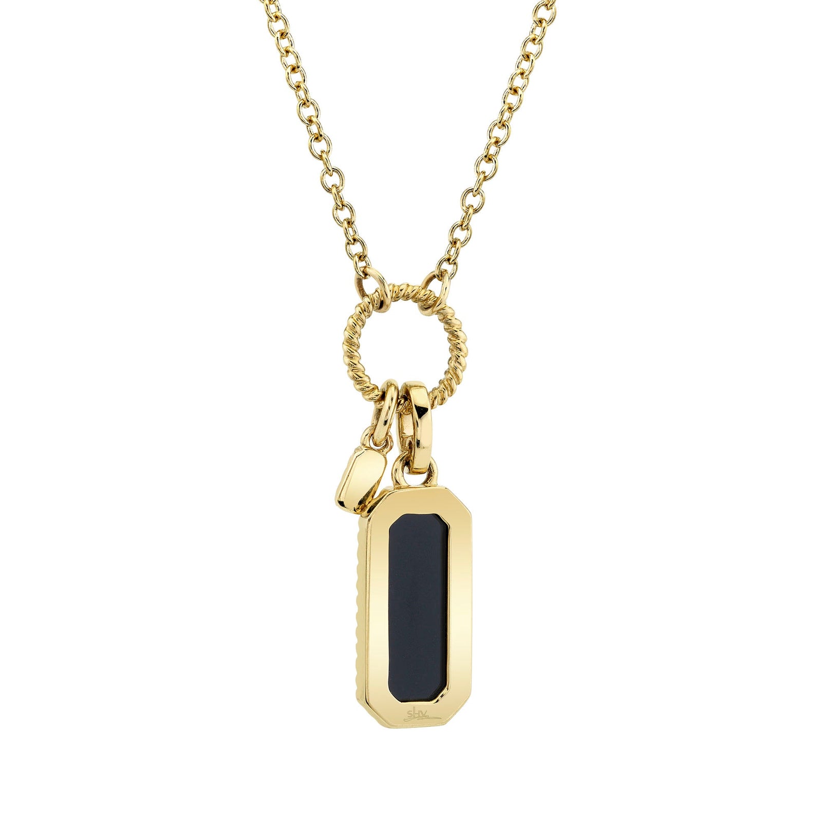 0.13CT DIAMOND & 0.60CT BLACK ONYX DOG TAG NECKLACE – Shy Creation