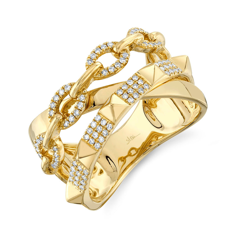 0.22CT DIAMOND PYRAMID LINK RING