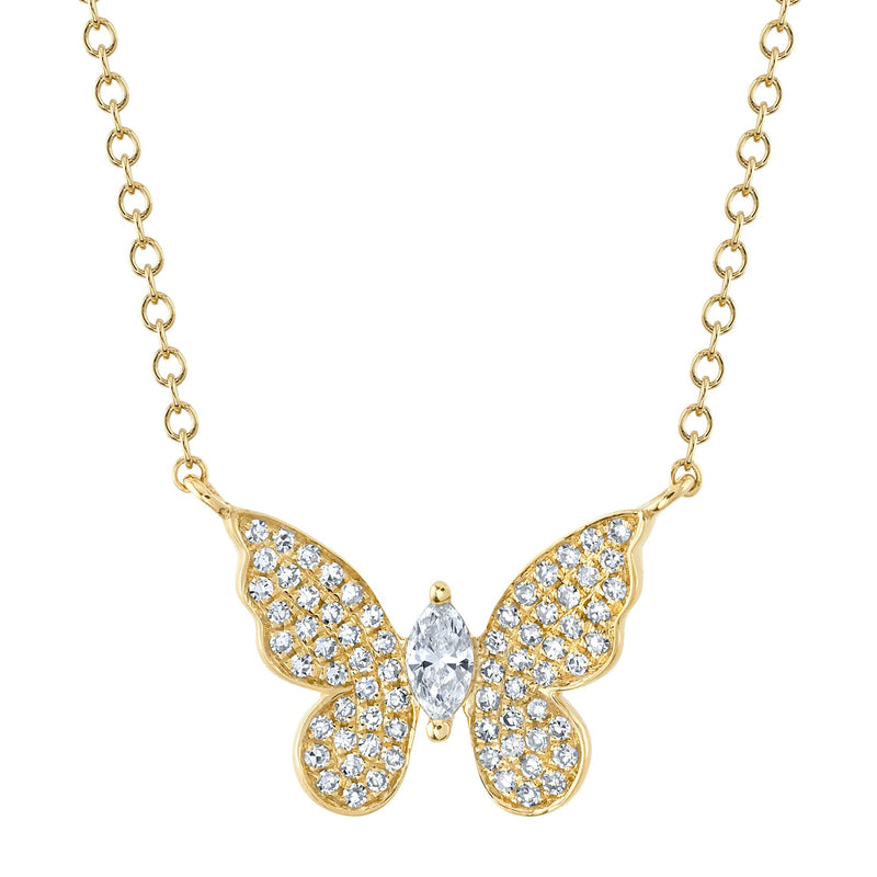 0.23CT DIAMOND MARQUISE BUTTERFLY NECKLACE