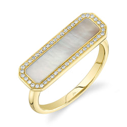 0.11CT DIAMOND & 1.05CT MOTHER OF PEARL BAR RING
