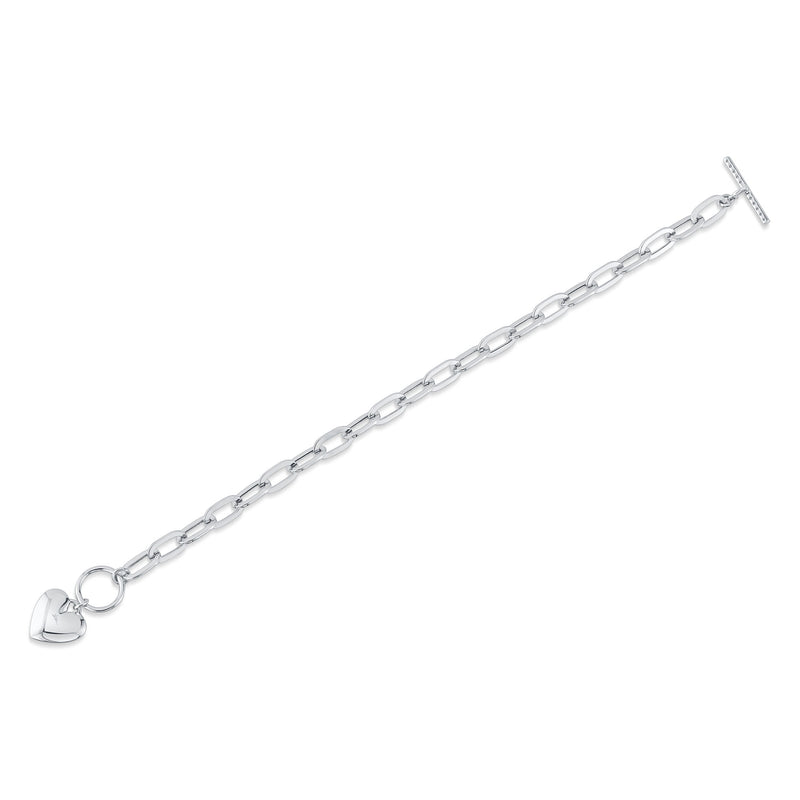 0.41CT DIAMOND PAPER CLIP LINK PAVE HEART BRACELET