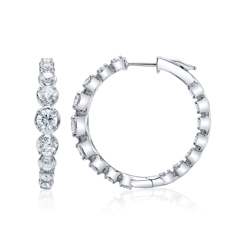 3.63CT DIAMOND CROWN SETTING HOOP EARRING