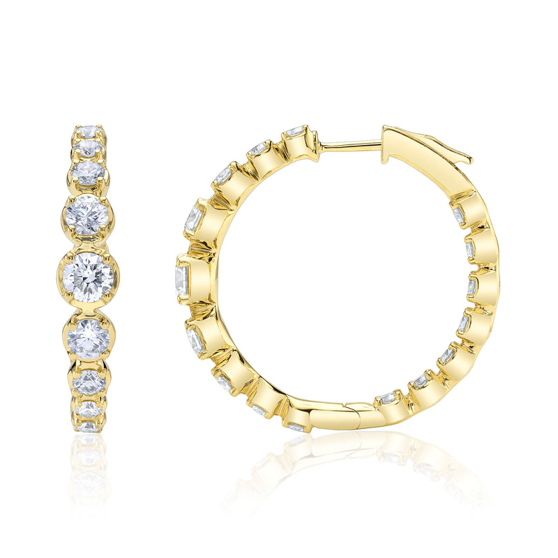 3.63CT DIAMOND CROWN SETTING HOOP EARRING