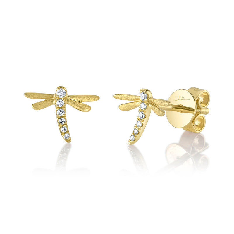 0.05CT DIAMOND DRAGONFLY MATTE EARRING