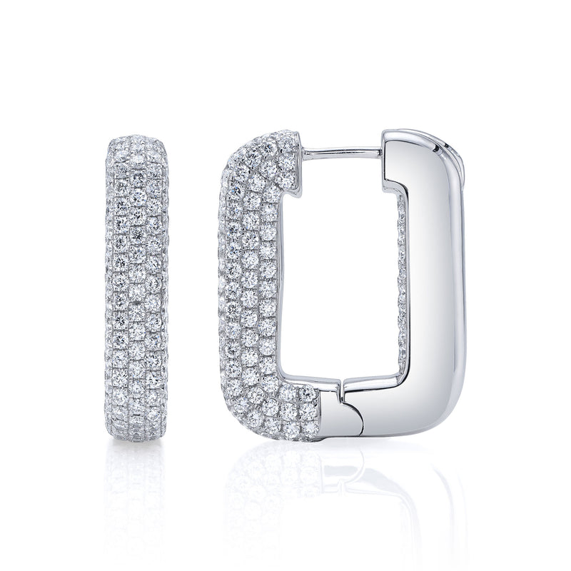 4.13CT DIAMOND PAVE RECTANGLE HOOP EARRING