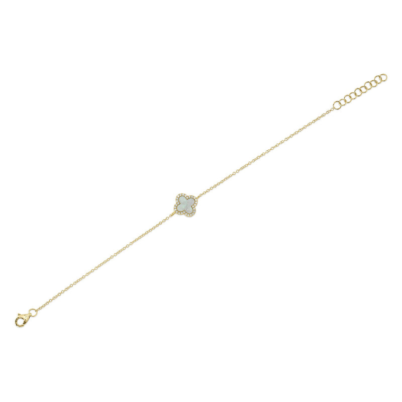 0.07CT DIAMOND & 0.40CT MOTHER OF PEARL CLOVER BRACELET