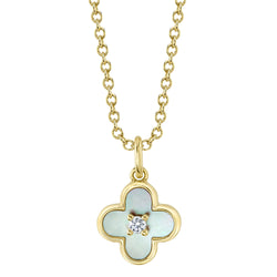 0.02CT DIAMOND & 0.33CT MOTHER OF PEARL CLOVER NECKLACE