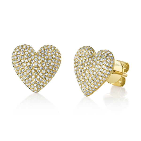 0.62CT DIAMOND PAVE HEART STUD EARRING