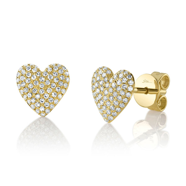 0.28CT DIAMOND PAVE HEART STUD EARRING