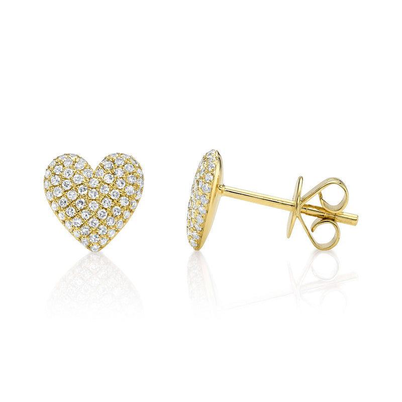 0.28CT DIAMOND PAVE HEART STUD EARRING