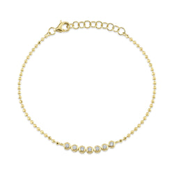 0.15CT DIAMOND BEZEL FACETED BALL CHAIN BRACELET