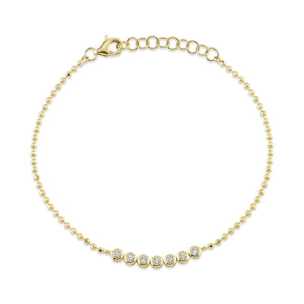 0.15CT DIAMOND BEZEL FACETED BALL CHAIN BRACELET