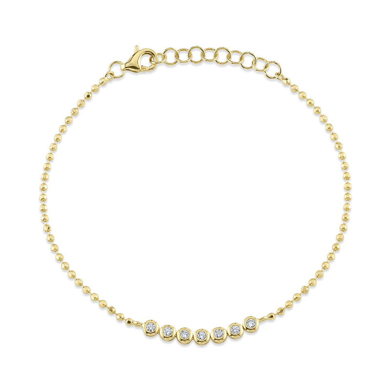 0.15CT DIAMOND BEZEL FACETED BALL CHAIN BRACELET