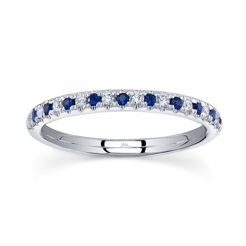 0.10CT DIAMOND & 0.10CT BLUE SAPPHIRE BAND