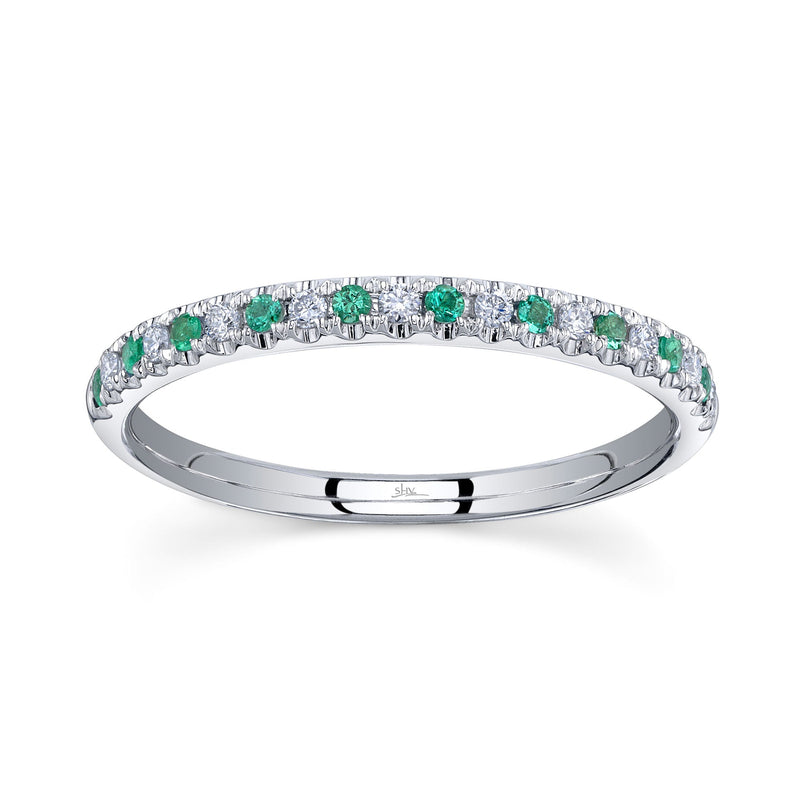 0.10CT DIAMOND & 0.10CT EMERALD BAND