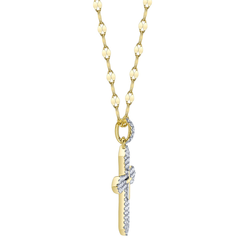 0.17CT DIAMOND PAVE CROSS SPARKLE CHAIN NECKLACE